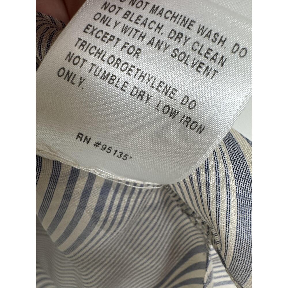 Lafayette 148 Blouse Womens Small Blue Stripe Sheer Tunic Top Relaxed - Picture 7 of 9